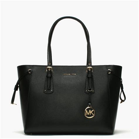 all black michael kors|Michael Kors black leather tote.